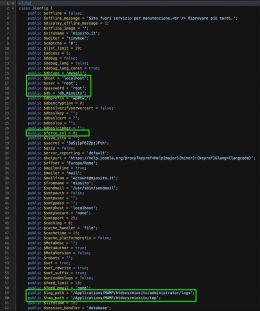 esempio di configuration.php in locale