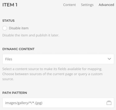 Item 1 - setting in Advanced